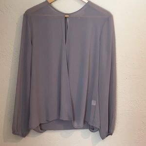 Wayf gray sheer blouse. Size Large. Long Sleeve